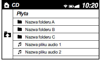 Przykład zastosowania (W przypadku wyszukiwania utworu z najwyższego poziomu na płycie CD zawierającej pliki MP3/WMA/AAC)