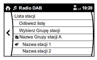 Przykład zastosowania (Odświeżanie listy stacji i słuchanie radia DAB)